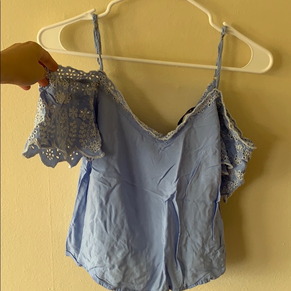 Baby blue off shoulder top